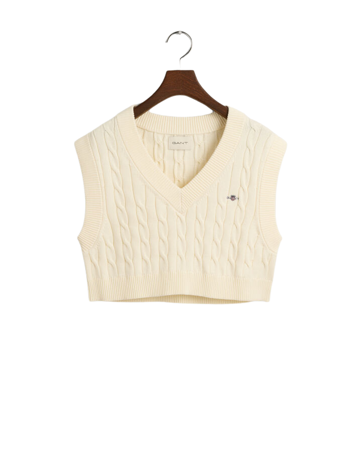Cropped Cable Knit Vest