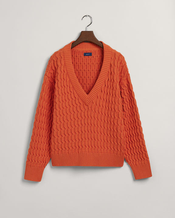 Cotton textured v-neck