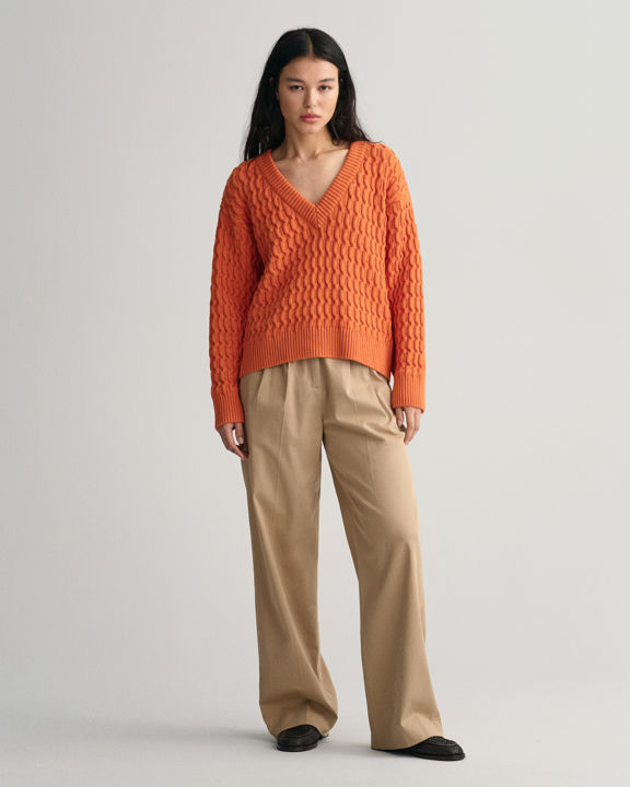 Cotton textured v-neck