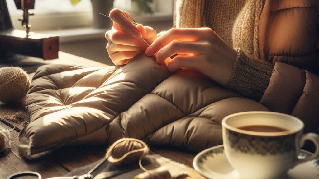 Slik reparerer du hull i dunjakken