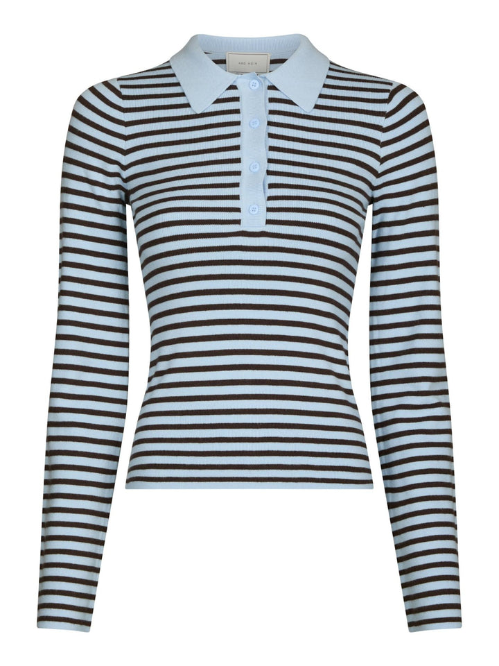 Fannya Long Sleeve Striped Knit Polo