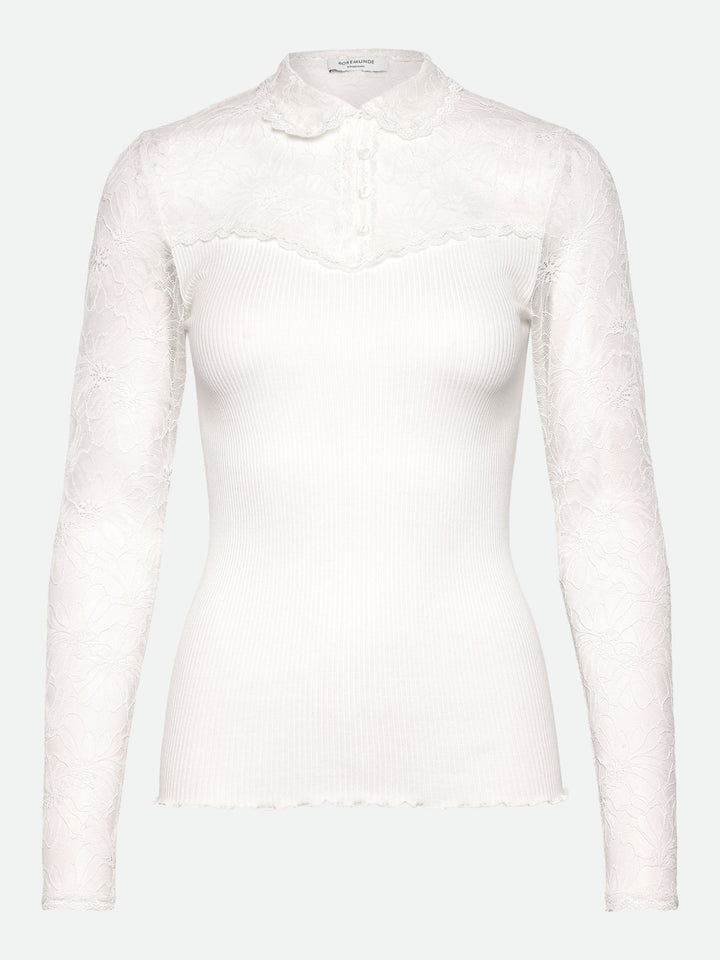 RWBeatha Silk Long Sleeve Lace Polo T-shirt