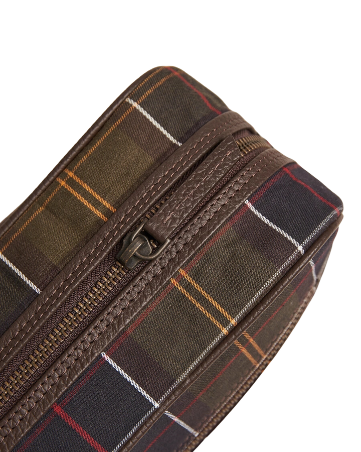 Tartan and Leather Washbag