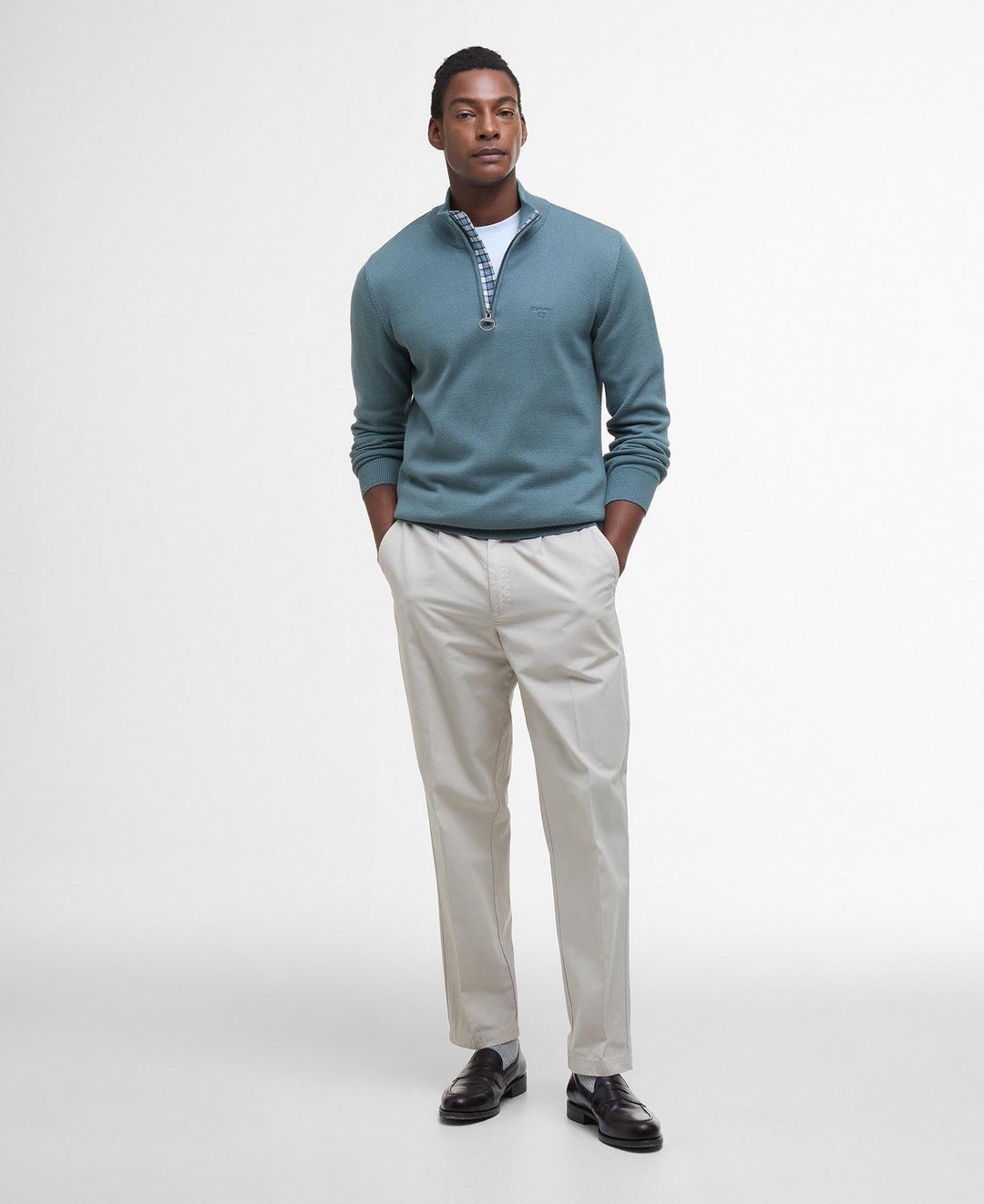 Cotton Half Zip Knitted Jumper