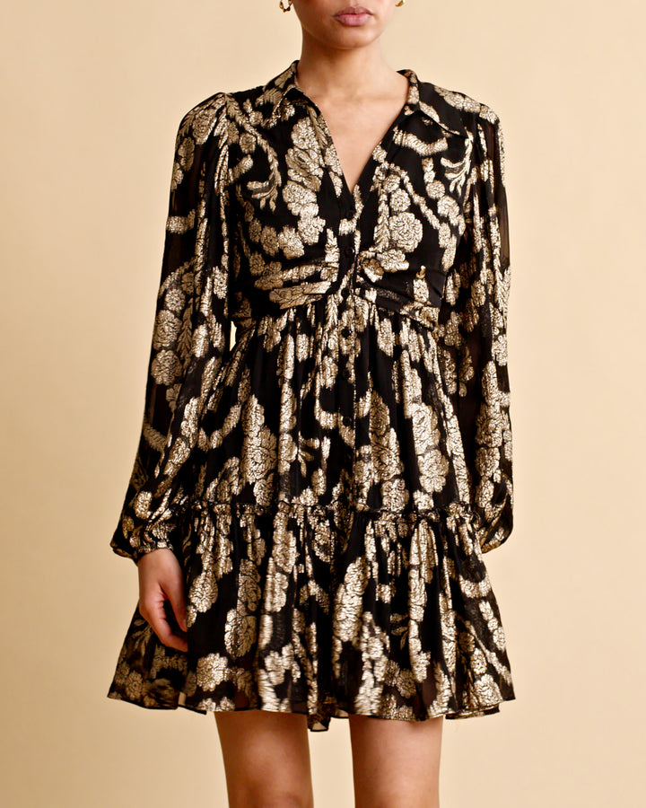 Brocade georgette shirt dress