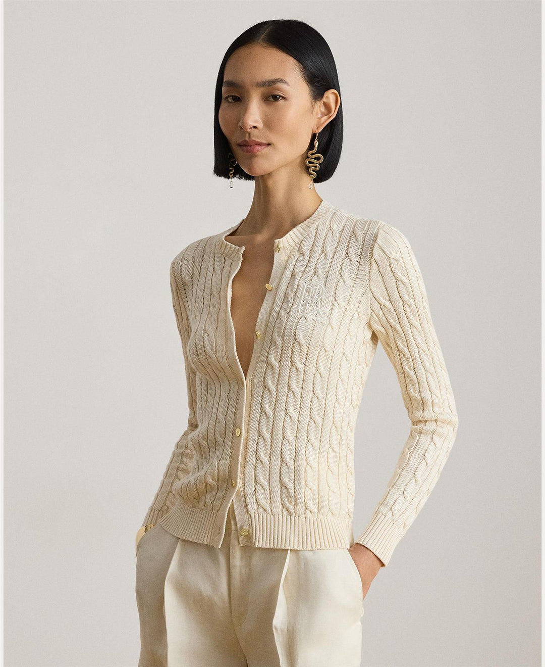 Cable-Knit Cotton-Blend Cardigan
