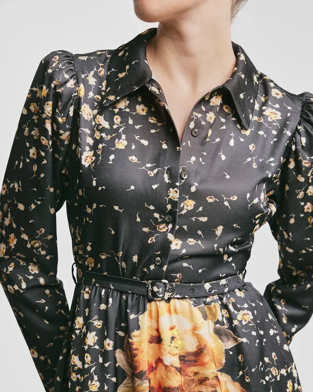 Tailored Satin Shirt Dress