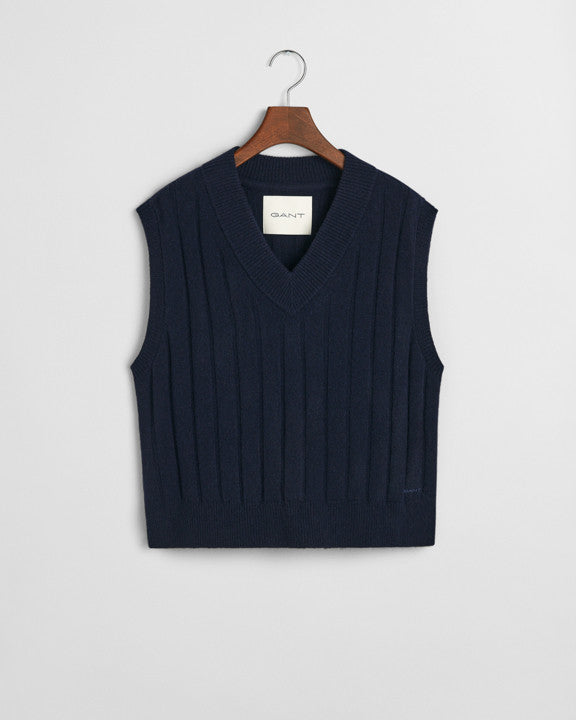 Wide Ribbed V-Neck Vest