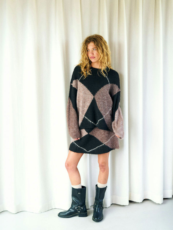 Inga Check Fluff Knit Blouse
