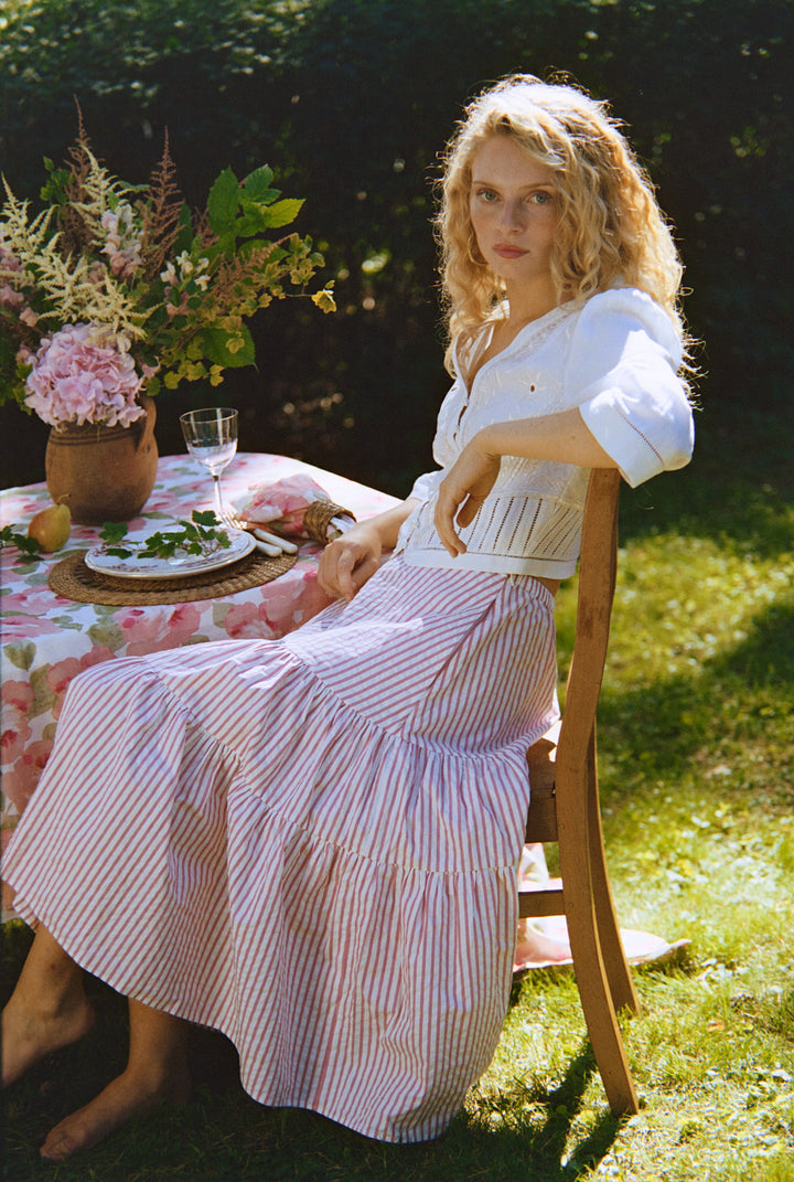 Seersucker Midi Skirt