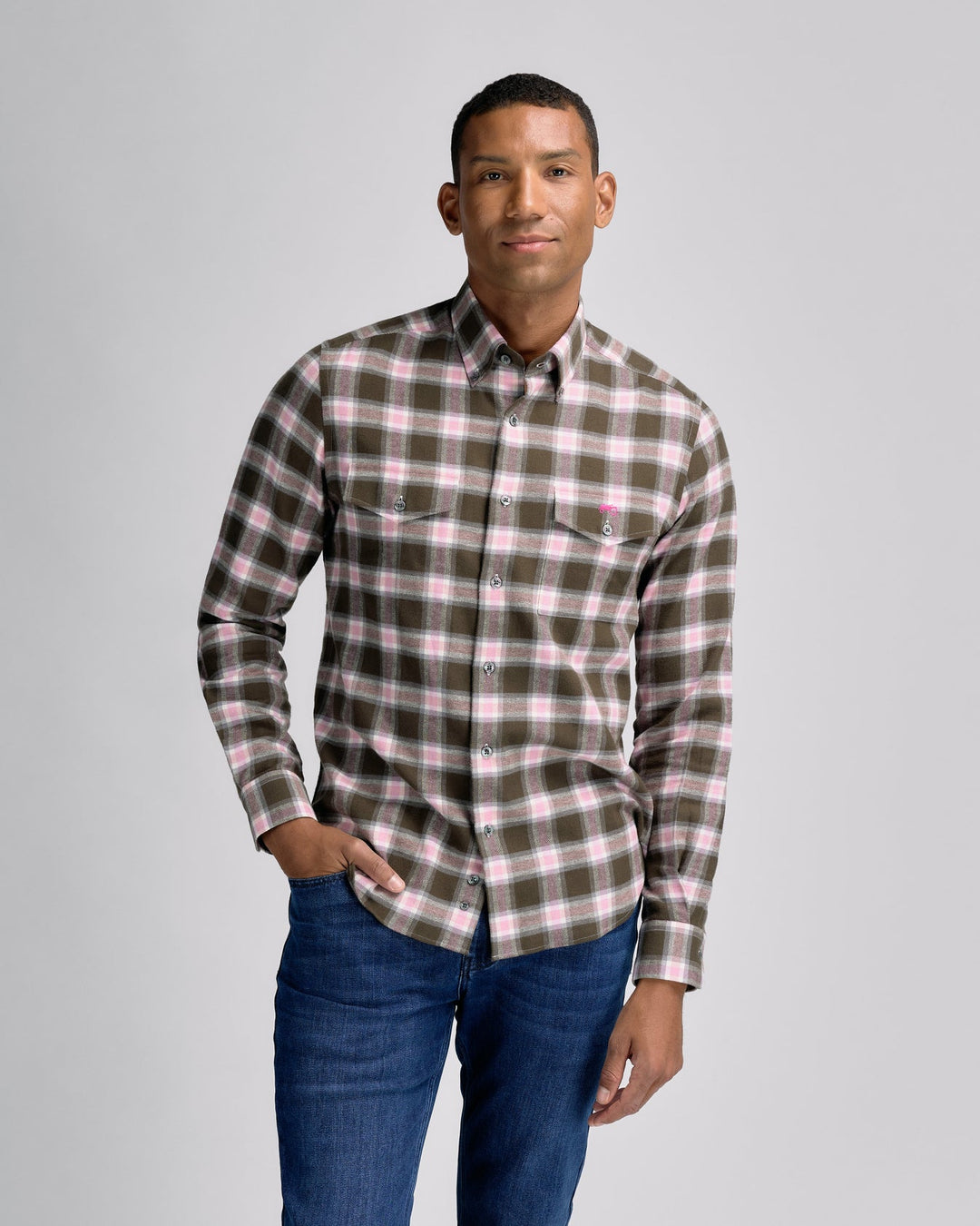 Green Pink Check Shirt R
