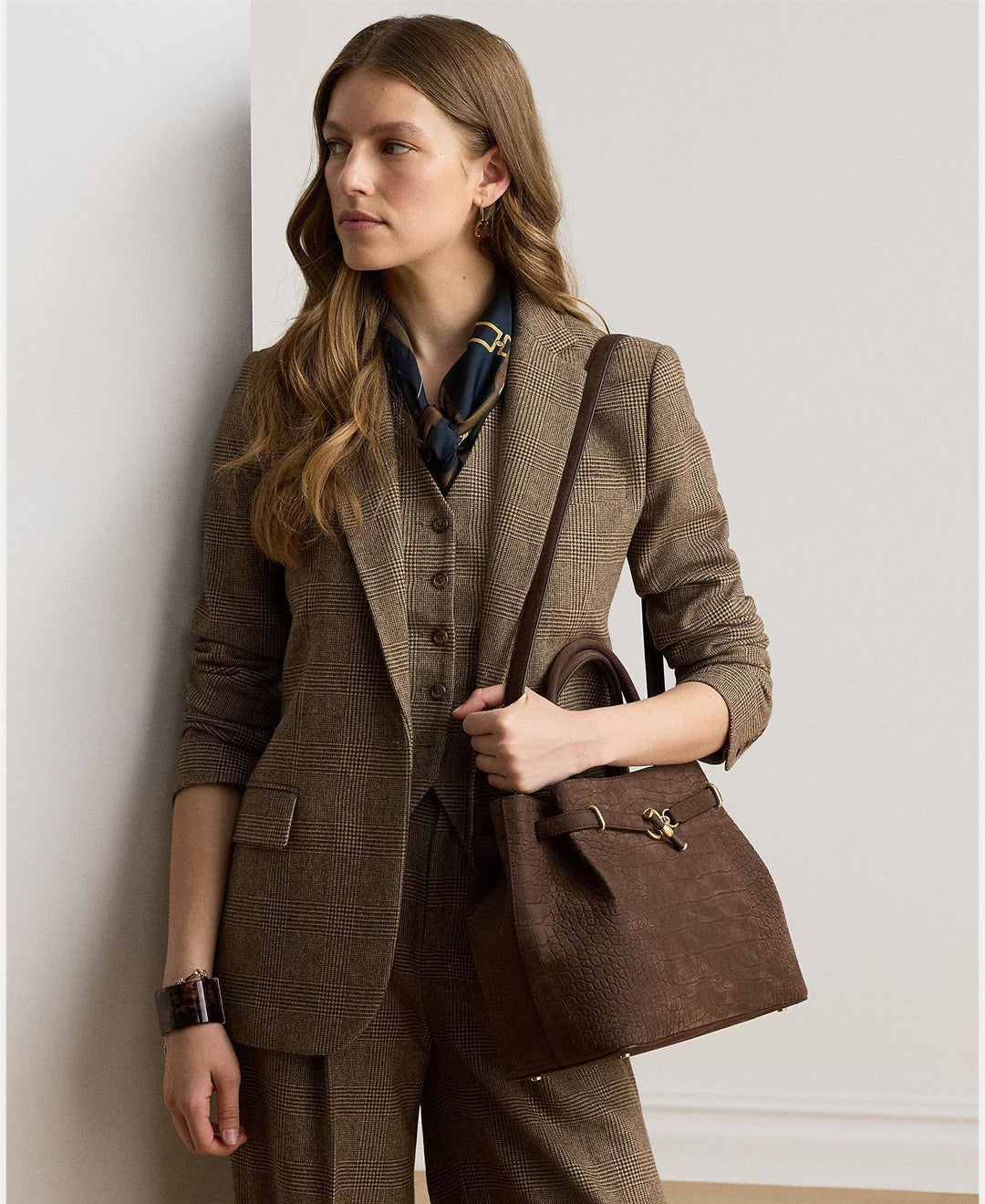 Embossed Nubuck Large Blaike Satchel