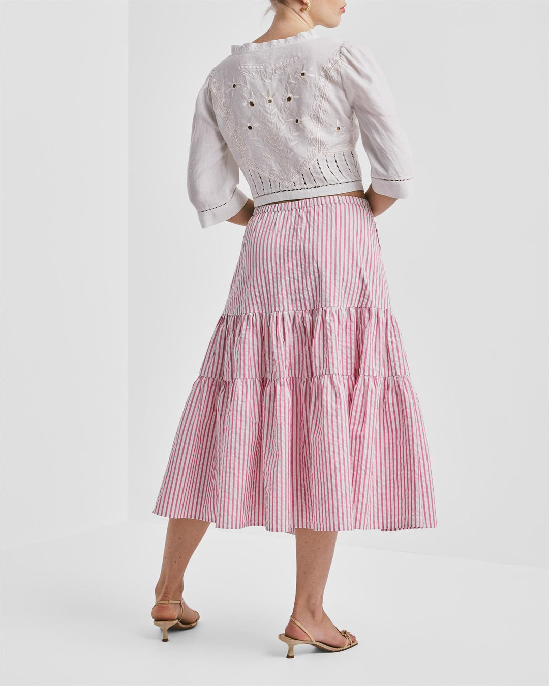 Seersucker Midi Skirt