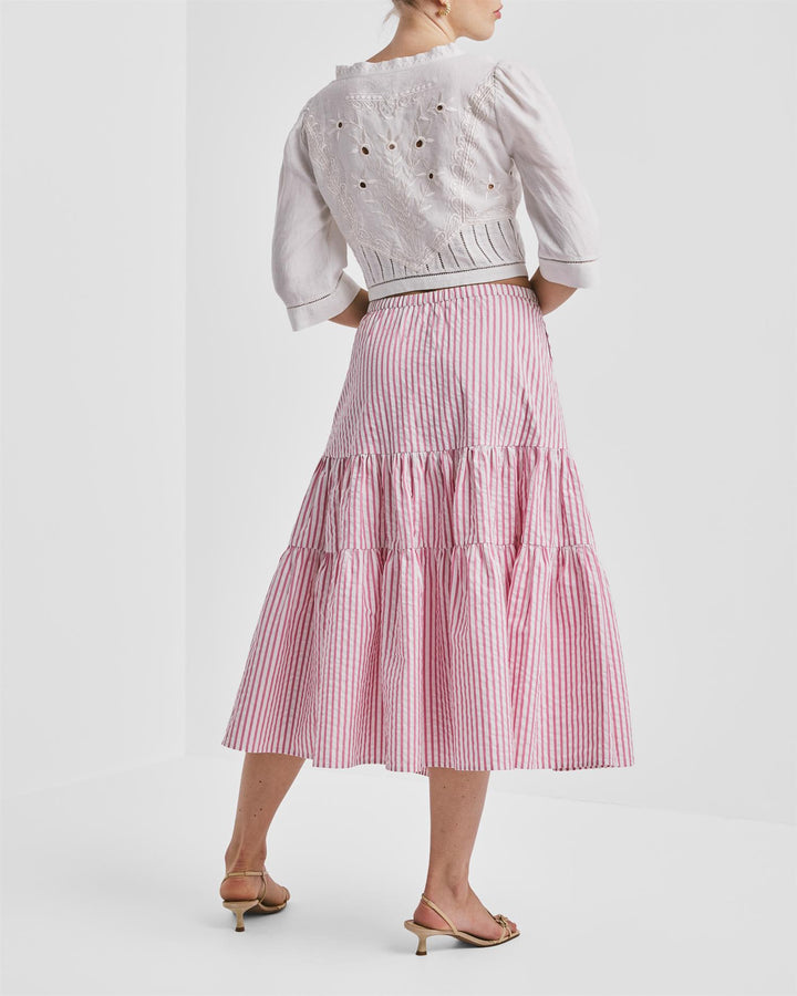 Seersucker Midi Skirt