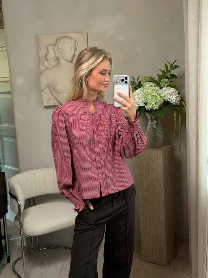 Astrida Soft Stripe Stone Blouse