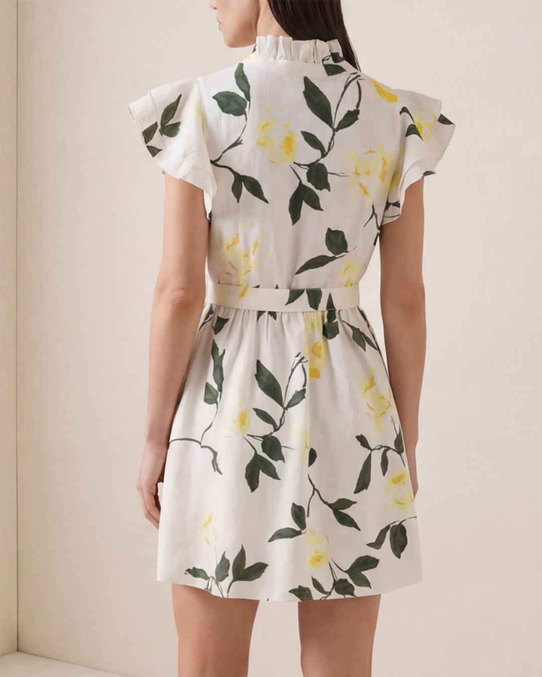 Linen ruffle dress