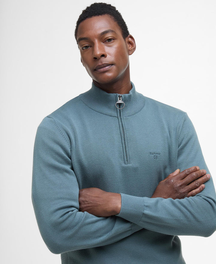 Cotton Half Zip Knitted Jumper