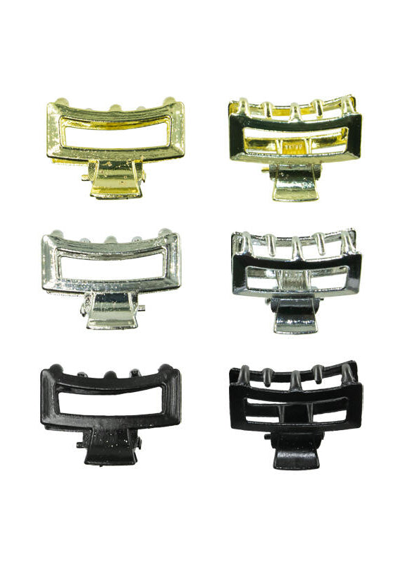 Hårklype liten 2,5sm enkel 3 farger x 2-pack