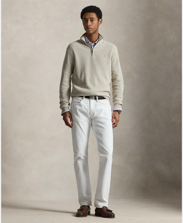 Mesh-Knit Cotton Quarter-Zip Sweater
