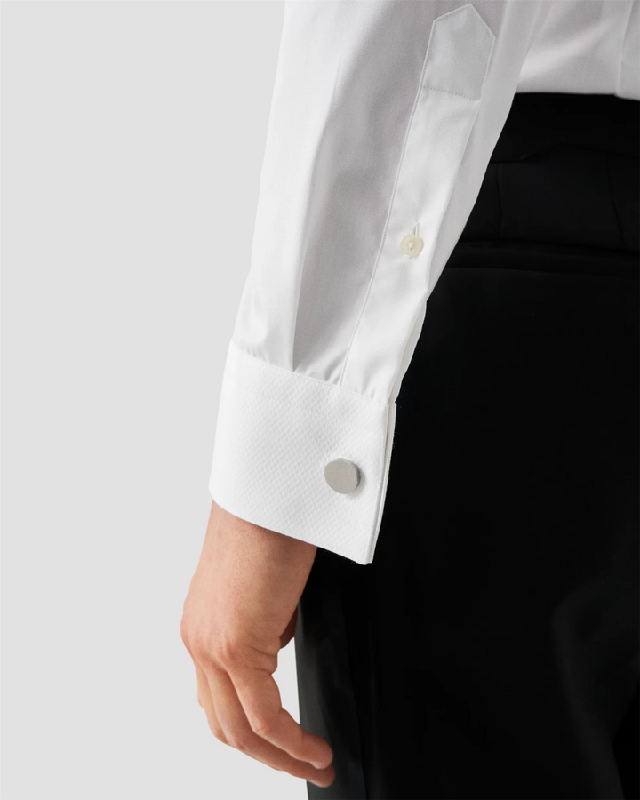 Pique Bib-Front White tie shirt