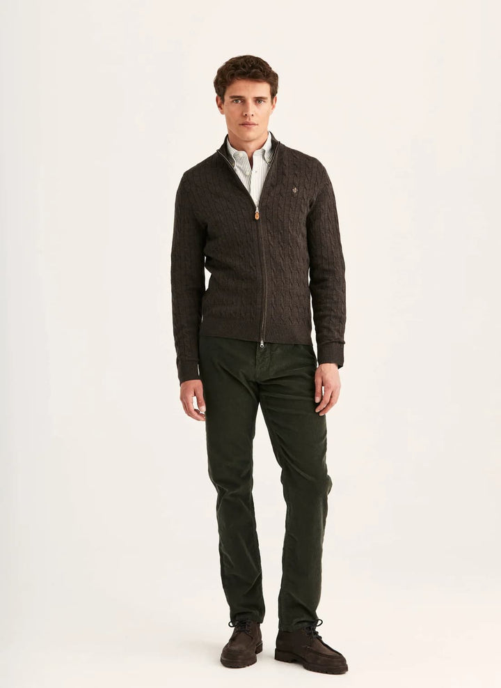 Merino Cable Zip Cardigan