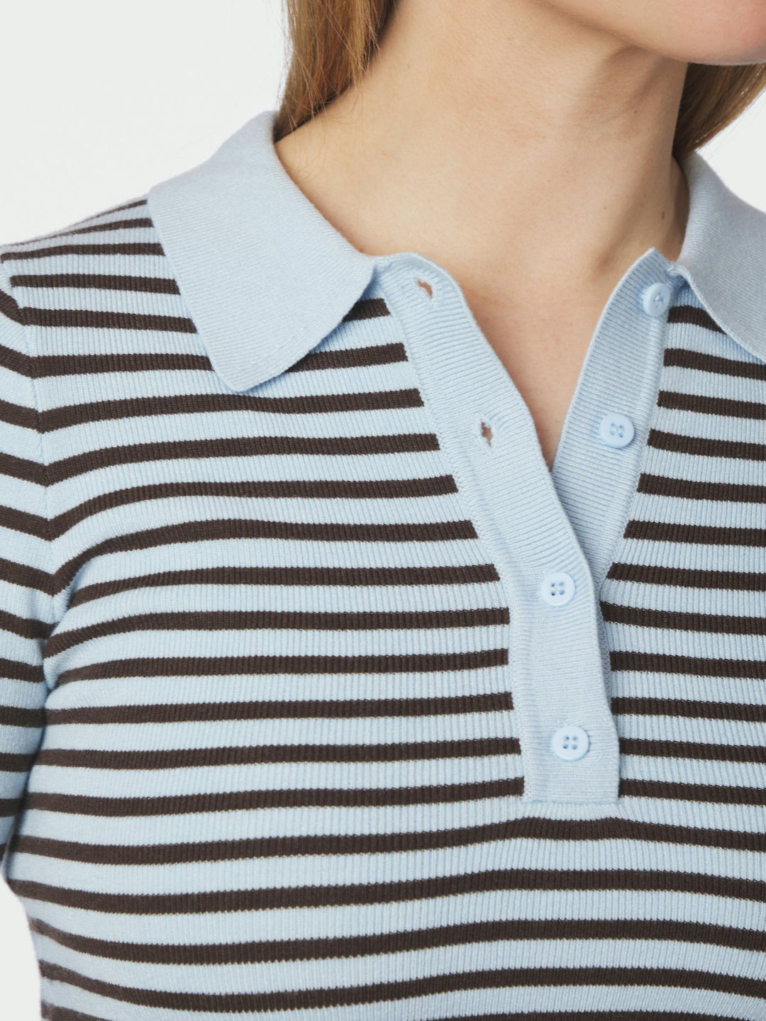 Fannya Long Sleeve Striped Knit Polo