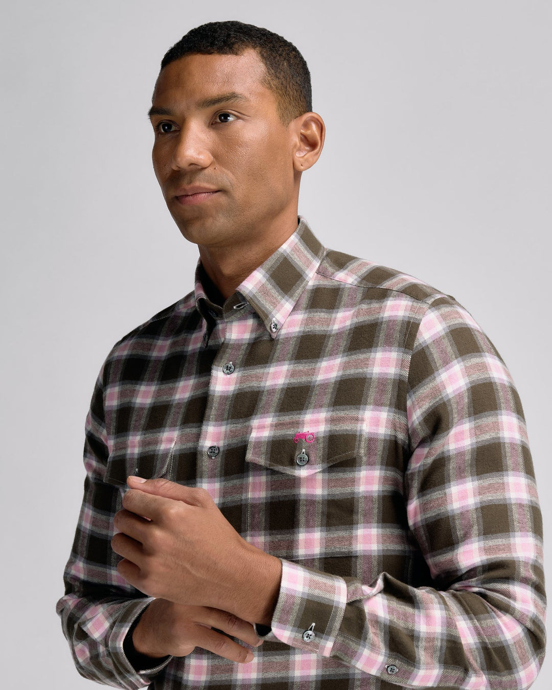 Green Pink Check Shirt R