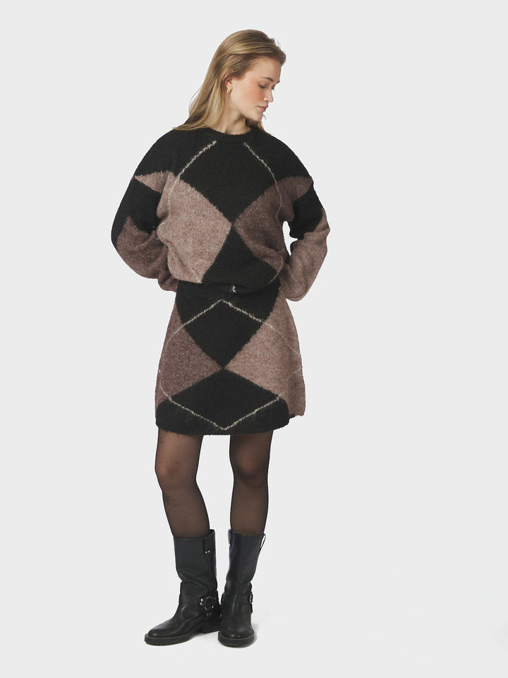 Inga Check Fluff Knit Blouse
