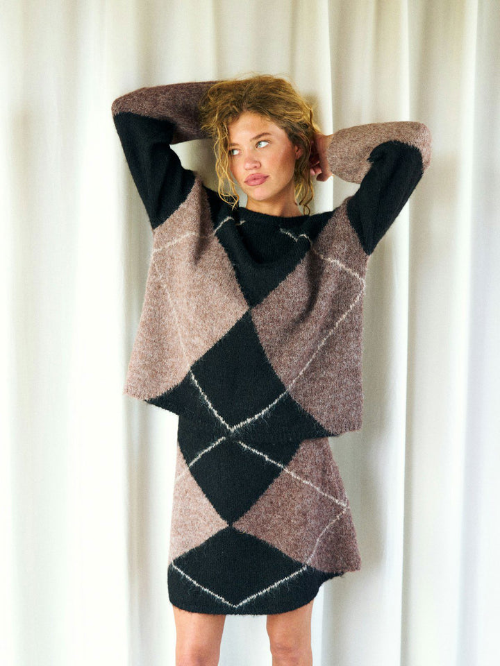 Inga Check Fluff Knit Blouse