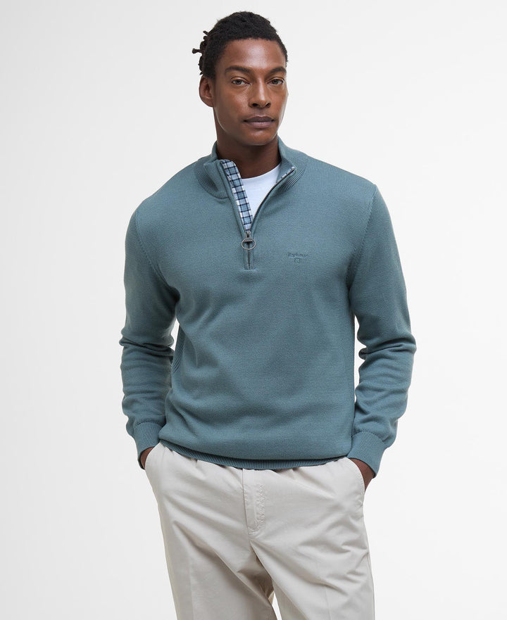 Cotton Half Zip Knitted Jumper