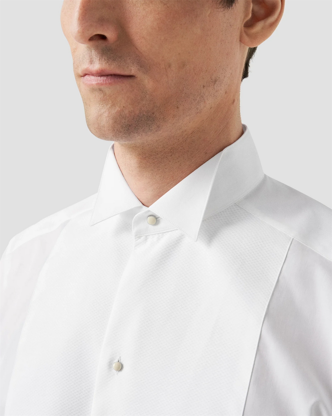 Pique Bib-Front White tie shirt