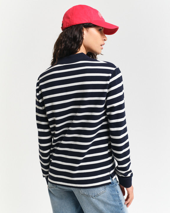 Breton Stripe LS Pique Polo