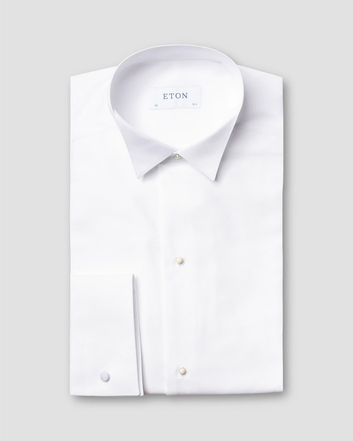 Pique Bib-Front White tie shirt