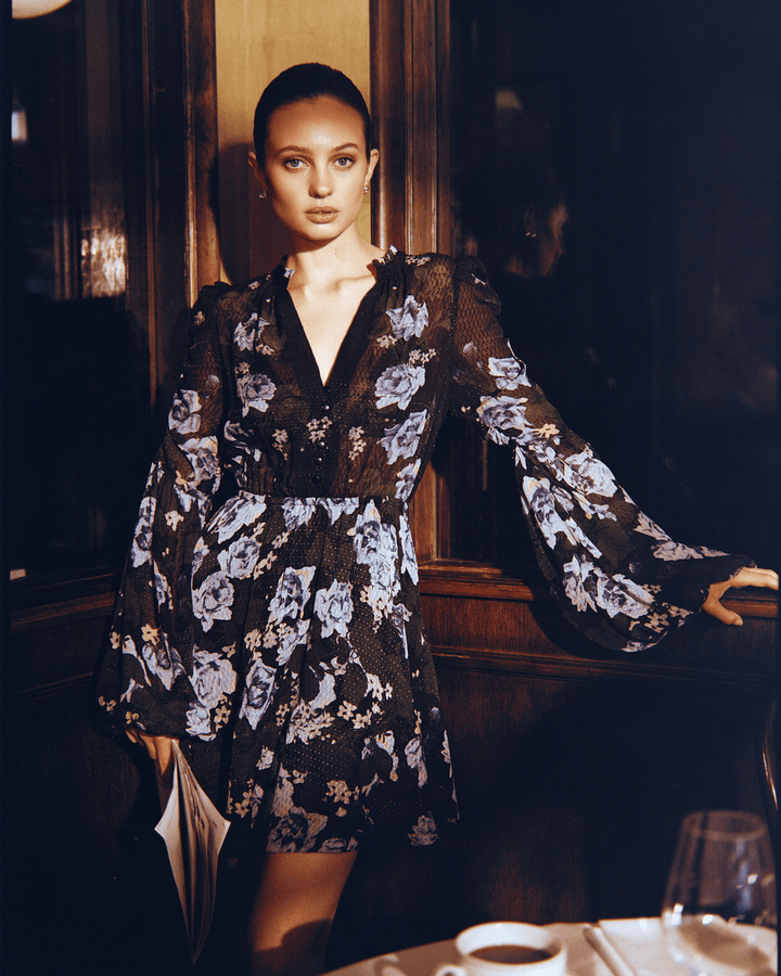 Georgette V-neck Dress