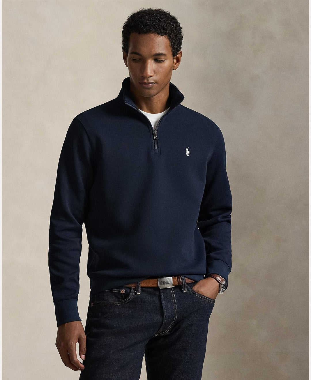Double-Knit Quarter-Zip Pullover