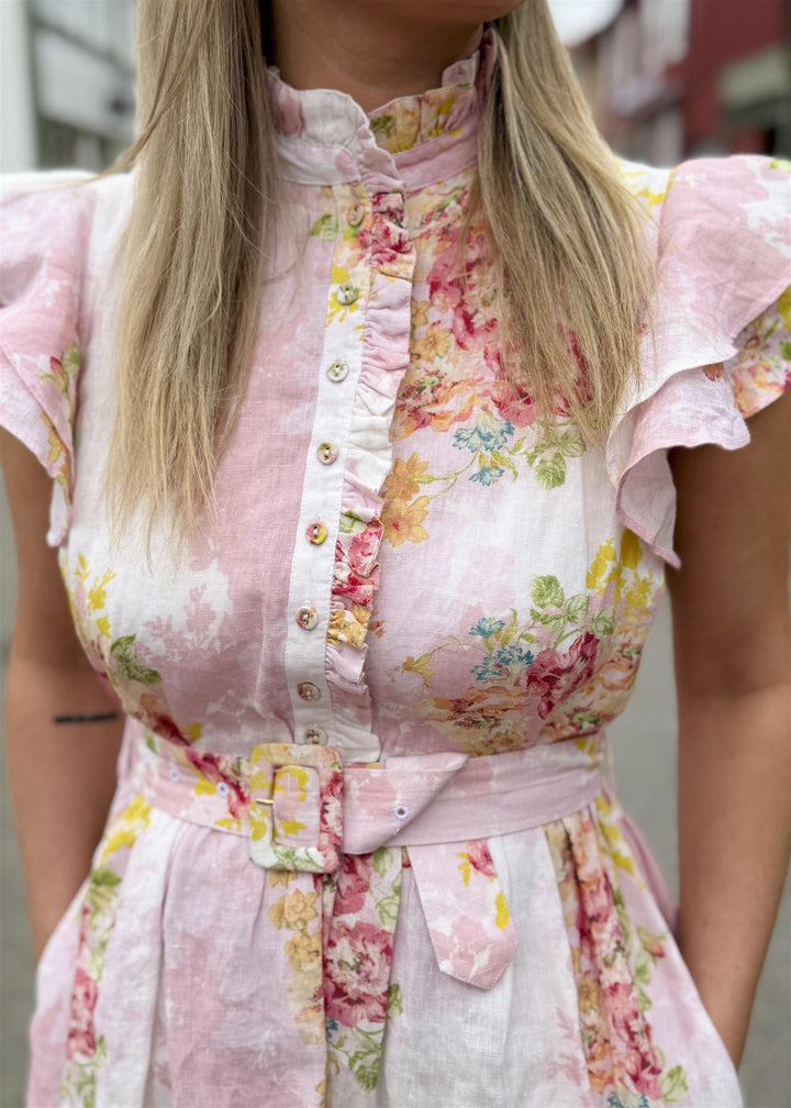 Linen Ruffle Dress