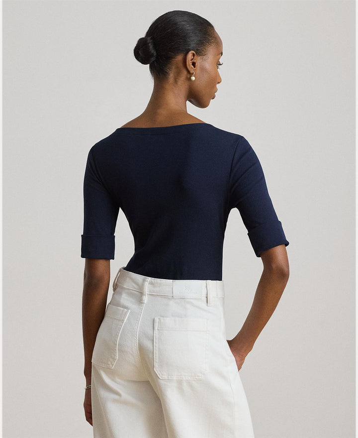 Stretch Cotton Boatneck Tee