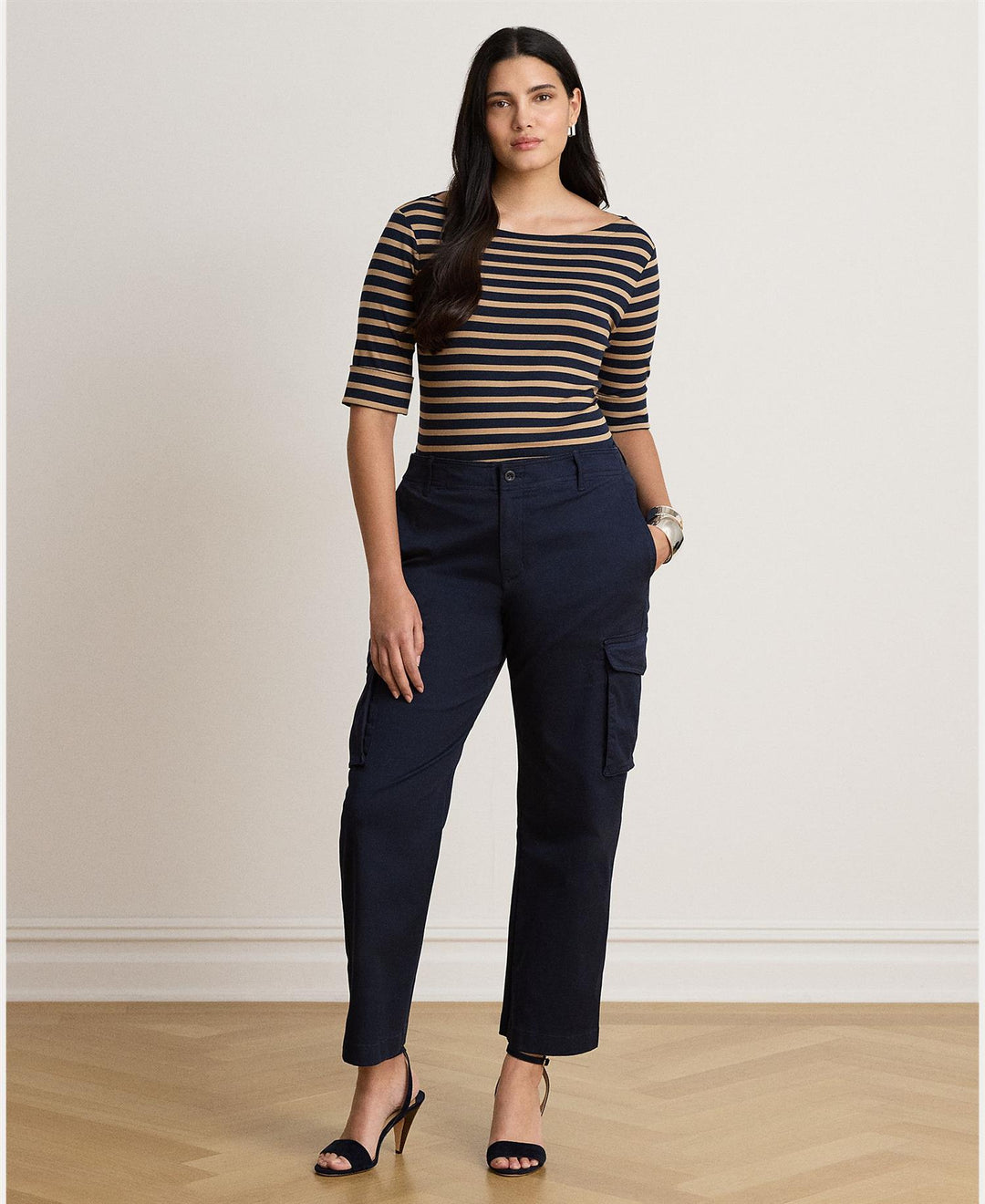Striped Stretch Cotton Boatneck Tee