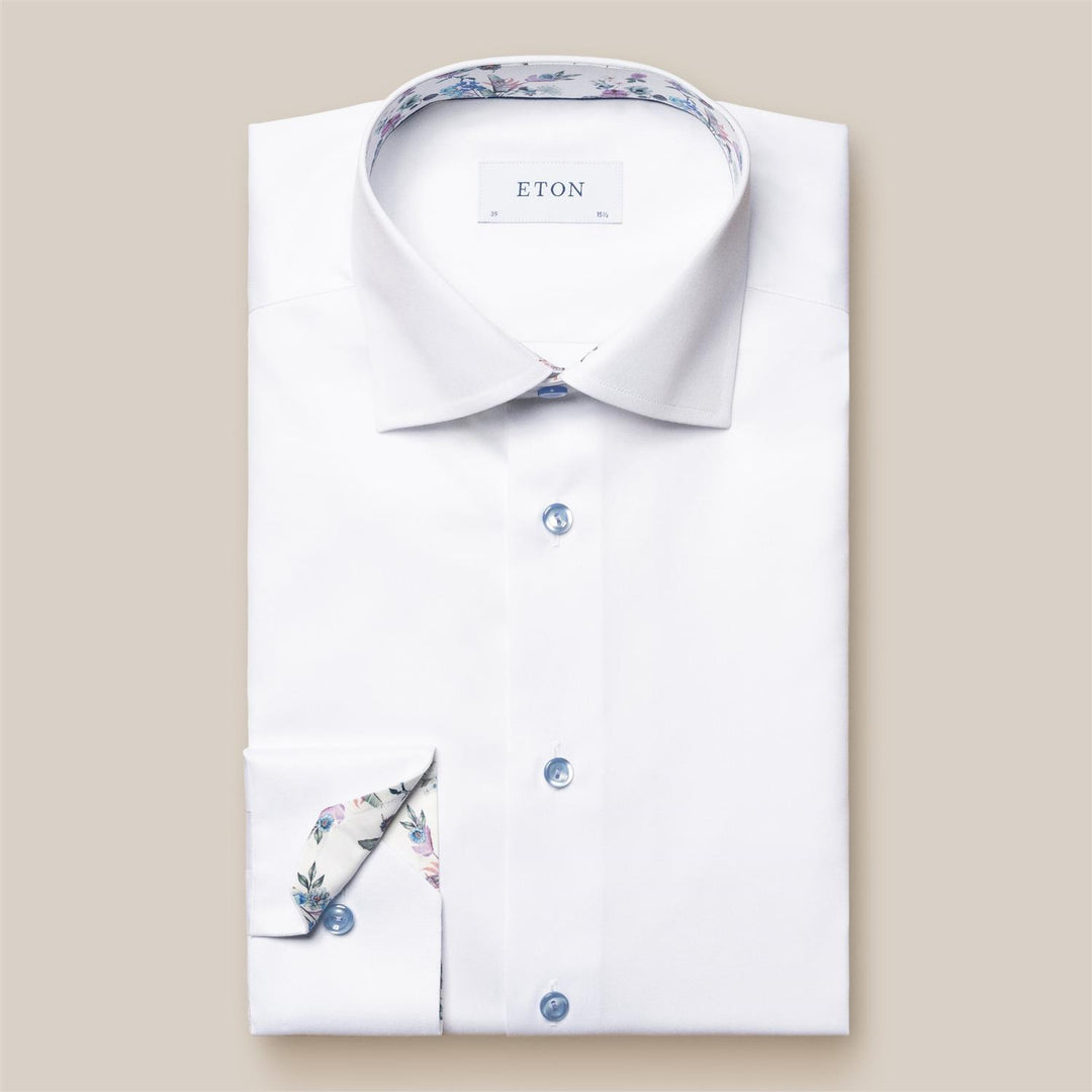 Floral Collar Signature Twill Slim Shirt