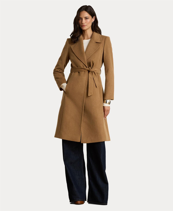 "Belted Wool-Blend Wrap Coat"