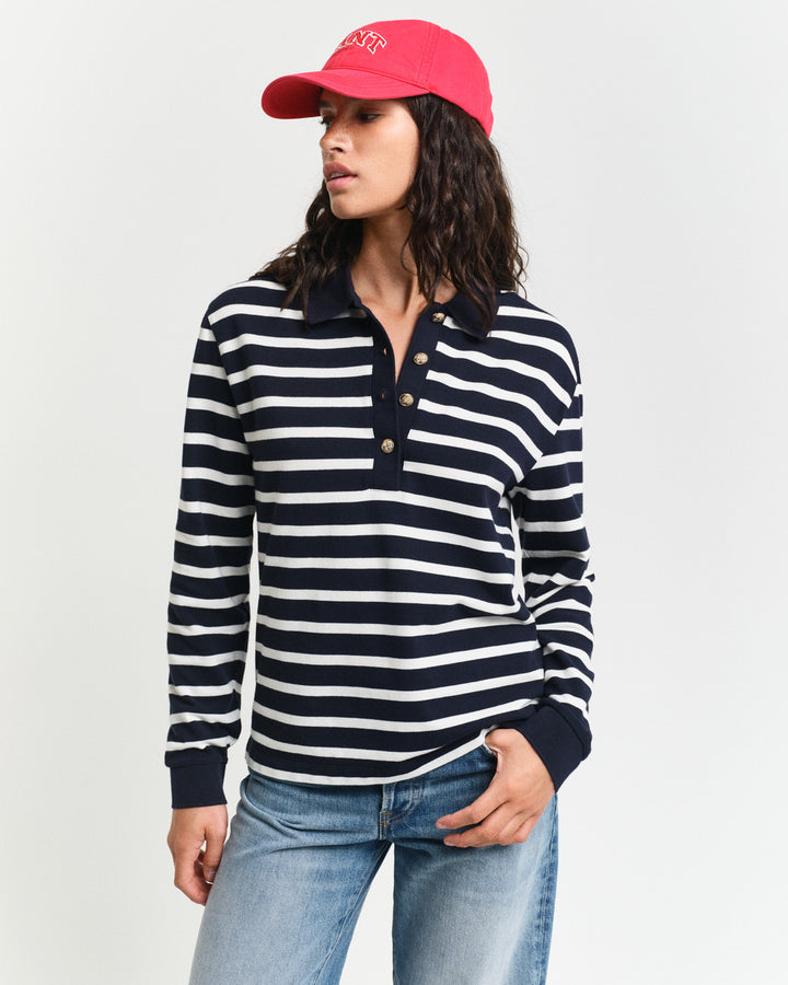 Breton Stripe LS Pique Polo