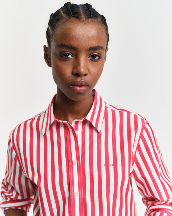 Poplin wide striped shirt