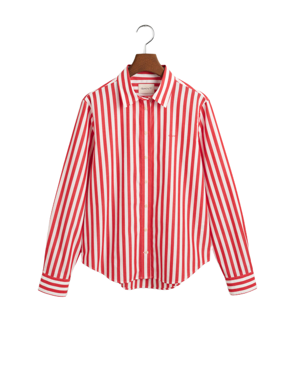 Poplin wide striped shirt