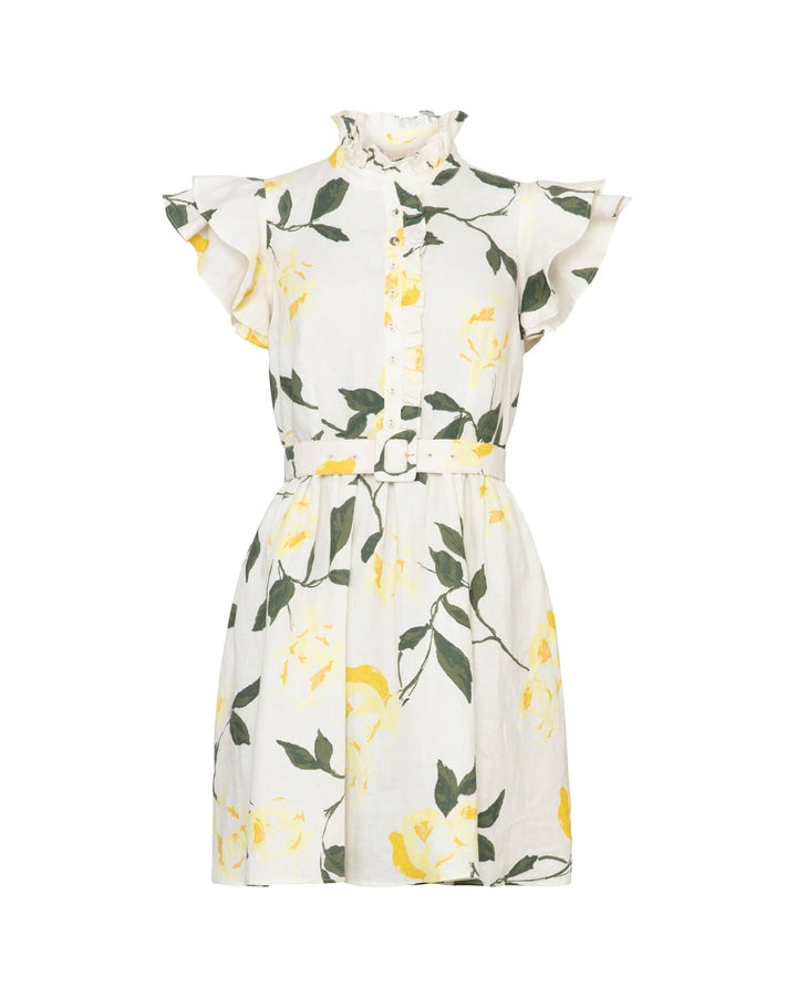 Linen ruffle dress