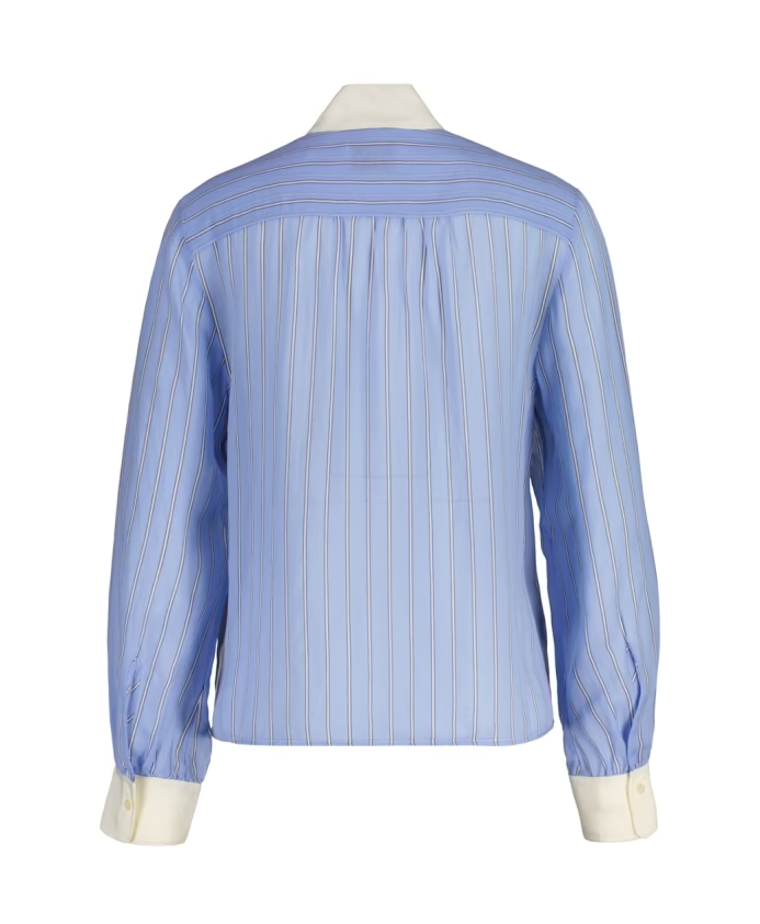 Reg Striped Contrast Bow Blouse