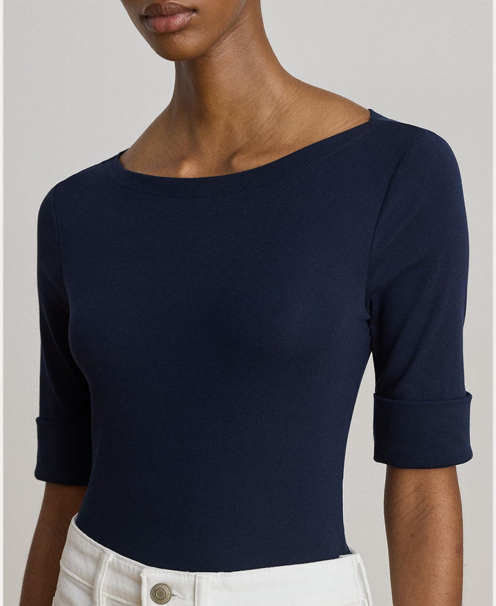 Stretch Cotton Boatneck Tee