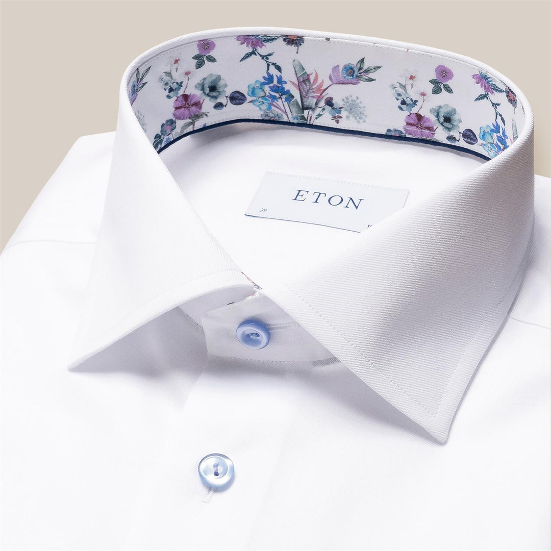 Floral Collar Signature Twill Slim Shirt