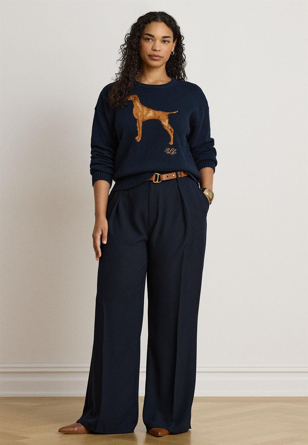 Intarsia-Knit Vizsla Cotton Sweater