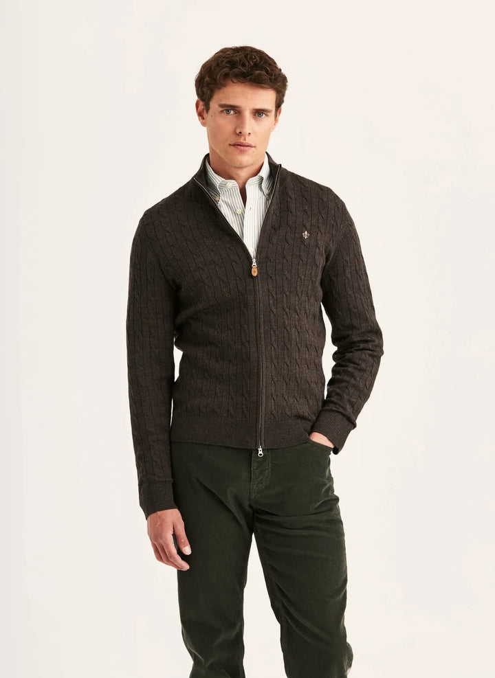 Merino Cable Zip Cardigan