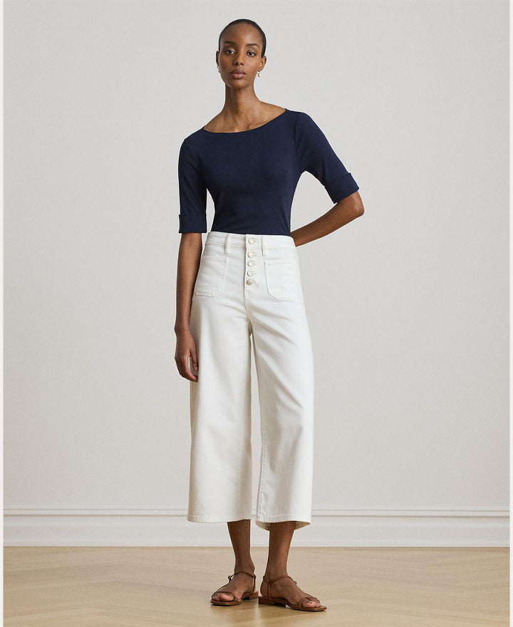 Stretch Cotton Boatneck Tee